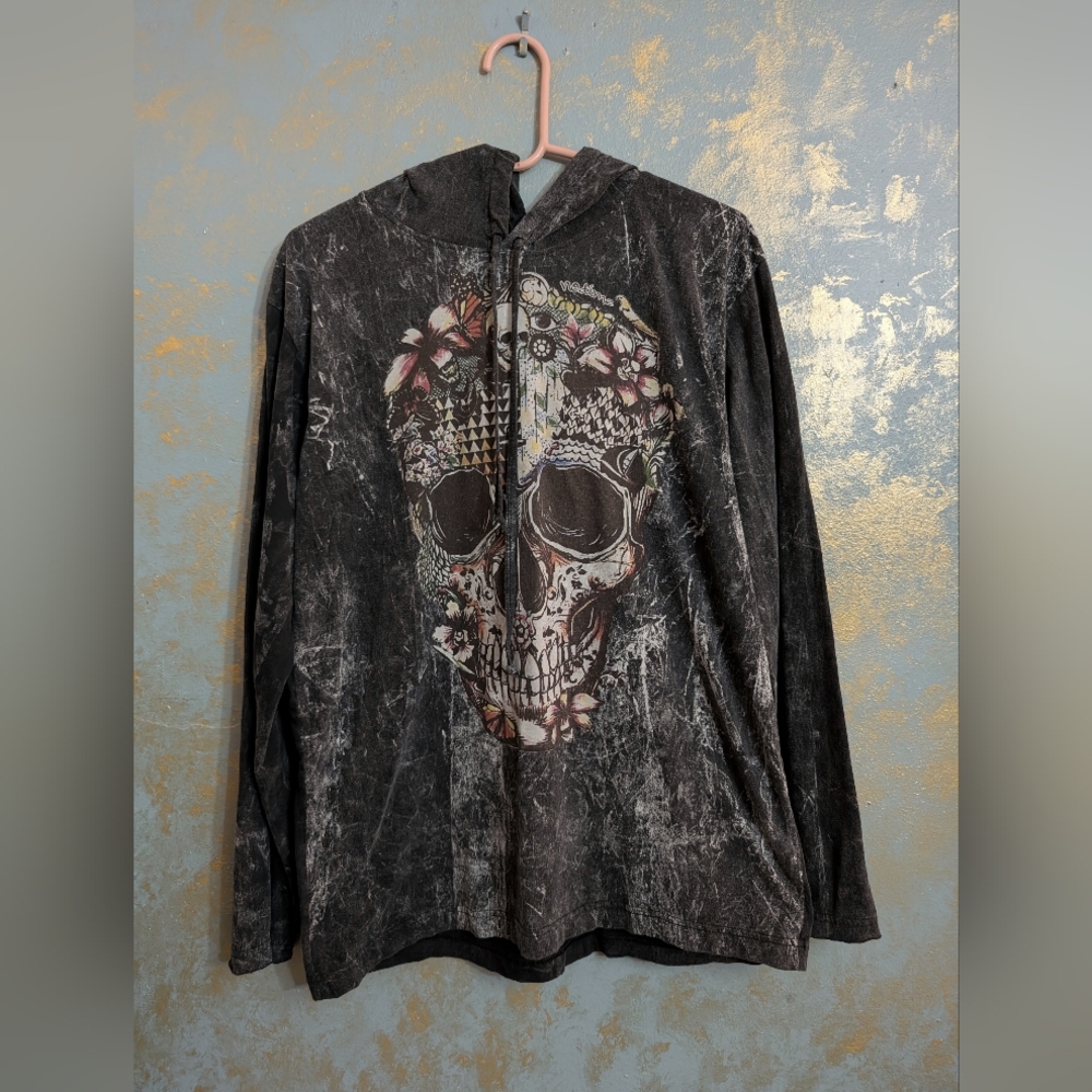Gothic Long Sleeve Skull Graphic Hoodie 100% Cotton